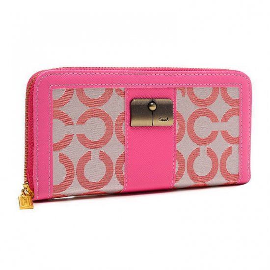 Coach Kristin Lock In Signature Large Pink Wallets ETH